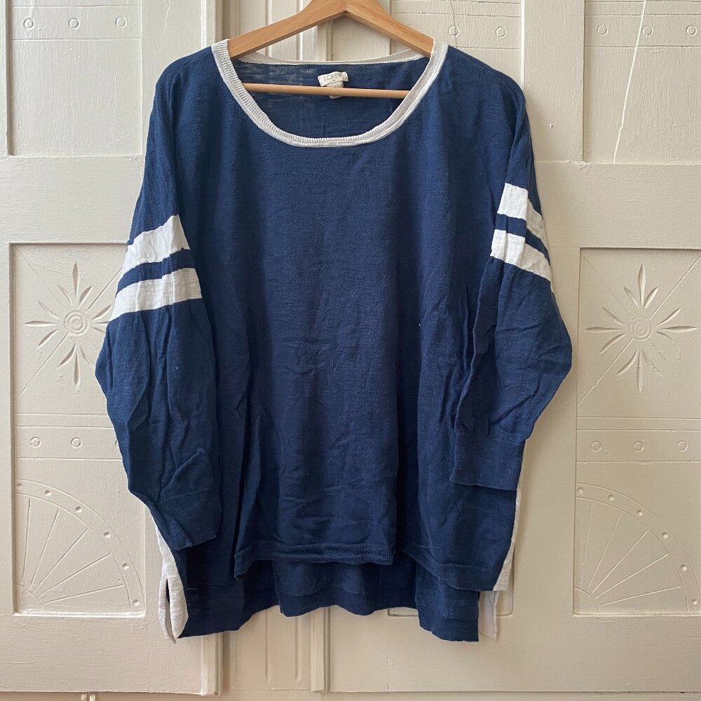J.Crew Lightweight Collegiate-Style Sweater in Navy and White